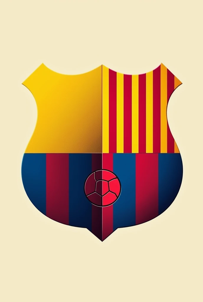 A design divided into two halves. The upper half has the colors of the flag of the Ecuadorian national team. Ecuador (yellow, blue and red) and half of the colours of FC Barcelona without the shields