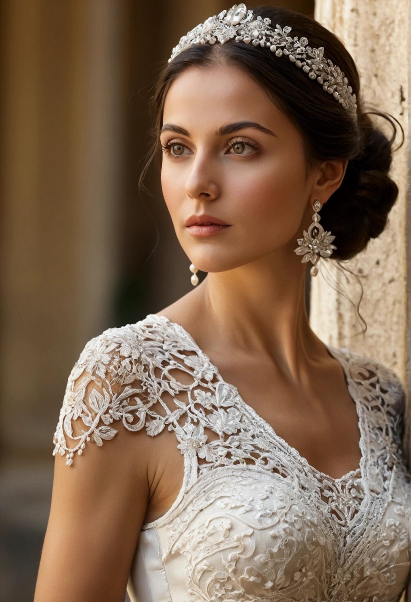 Upper body image of a beautiful woman, fiddling with cell phone in the middle of the street, [see-through](Cami short lace:1.47), Natural breast, medium  breasts, (narrow waist, Ideal Body Curve), earring, sharp focus, (tall body, adult woman), ((looking away)), (High Detail Skin, pores skin:1.4)