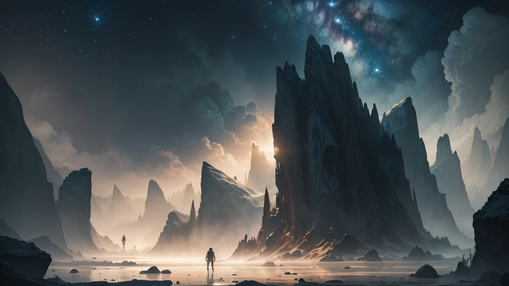 A detailed space photo, a boy being hunted by demons, (best quality, masterpiece, detailed, 8k, hyperrealistic, hyper detailed, photorealistic, cinematic lighting, dramatic lighting, award winning, stunning, epic, breathtaking, awe-inspiring), dark fantasy, horror, moody, intense, dramatic, chiaroscuro lighting, dramatic shadows, cinematic composition, highly detailed, (Theeihu watermark)