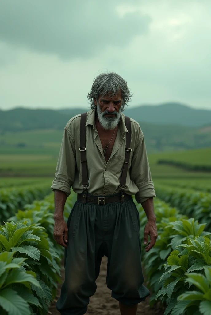 Farmer cry in his field