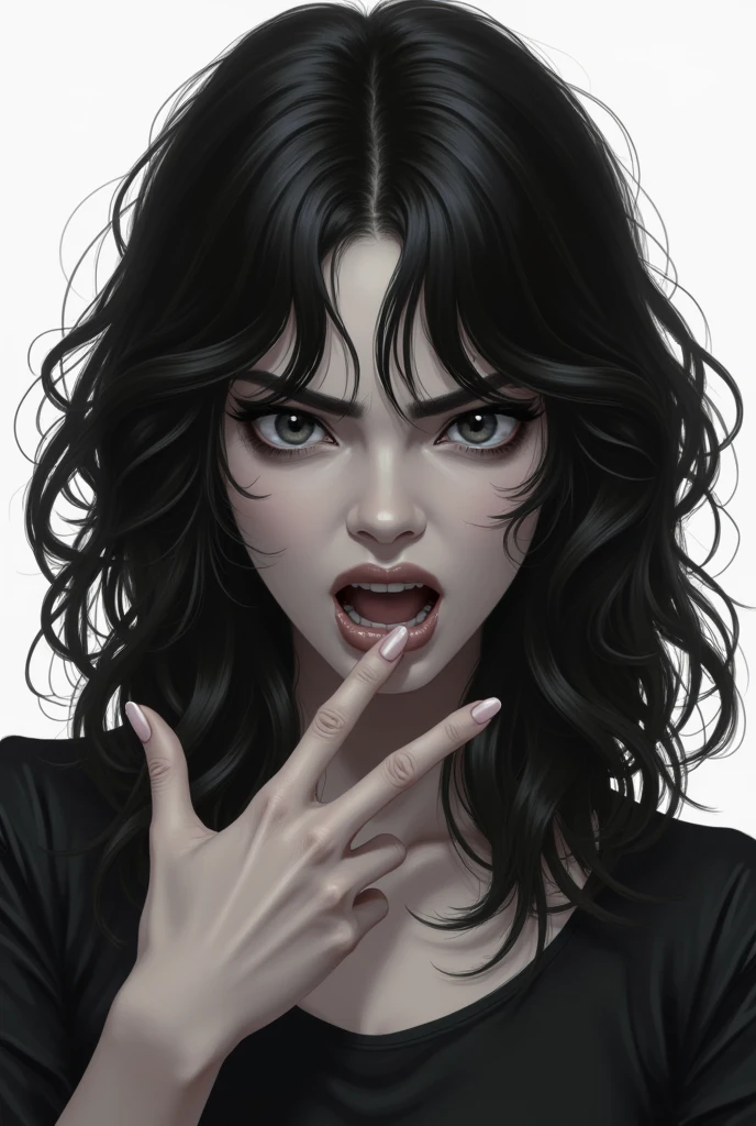 Make a girl named Adriana,slap him,make it white,Give him wavy black hair,make your eyebrows not so black ,has a 's mouth