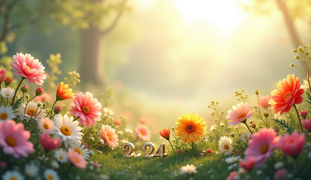 2024; (masterpiece, best quality) flowers on the ground.