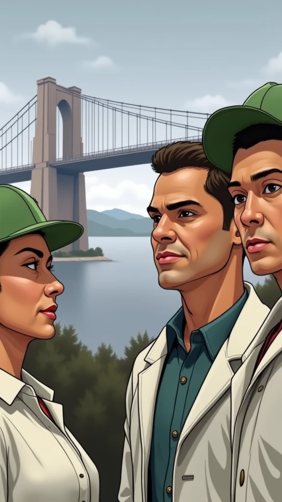 I want a unique logo in the world, that has an arch bridge with three civil engineers in the background and the name of the logo is " THE DISRESPECTFUL", Let it be in Spanish, The logo must mark the Colombian culture and Casanareño lands