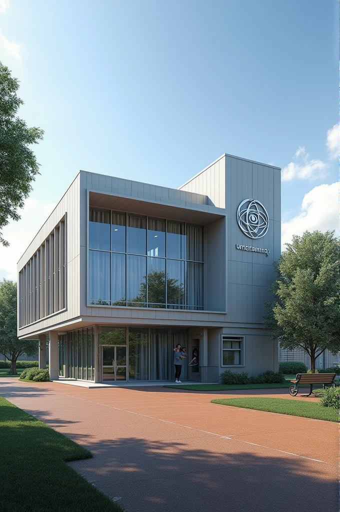 Make a school called icon international School with logo and name at one side of the building having 40 classes and three flow building and a basketball court dining hall for the and the last of us will have a chilling lunch with a nice view accommodation of 600 students and with domes which containing five students summarized in one big metal steel housing rectangular curved building way bigger in uganda very big inside add the name and bigger
