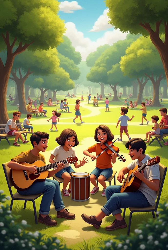 I'd like it to be more realistic. People playing music in the park And feel very happy