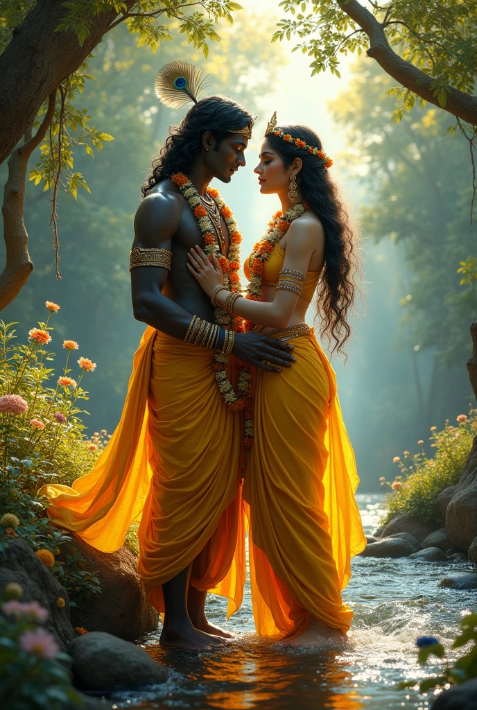 Lord Krishna and Radha both together