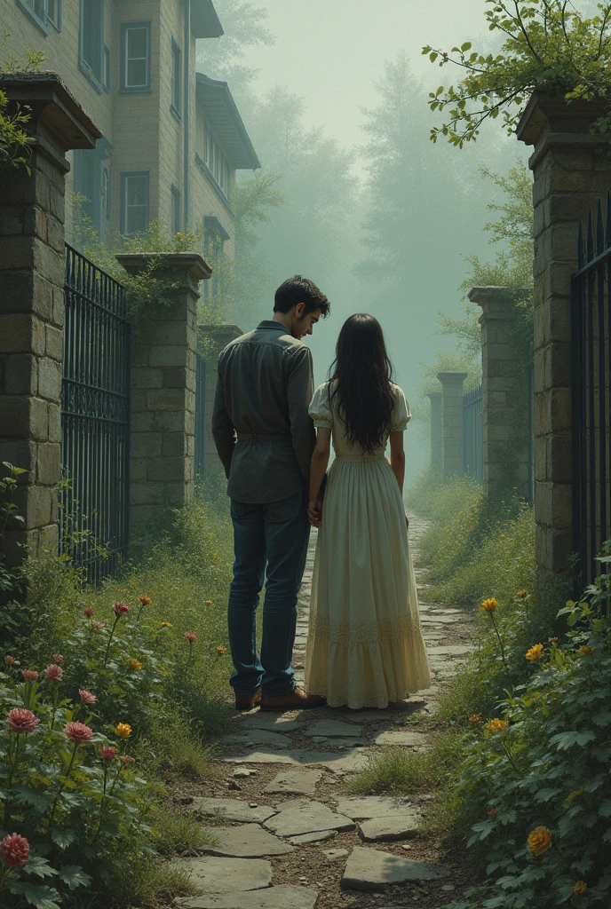 A destroyed garden, a sad couple