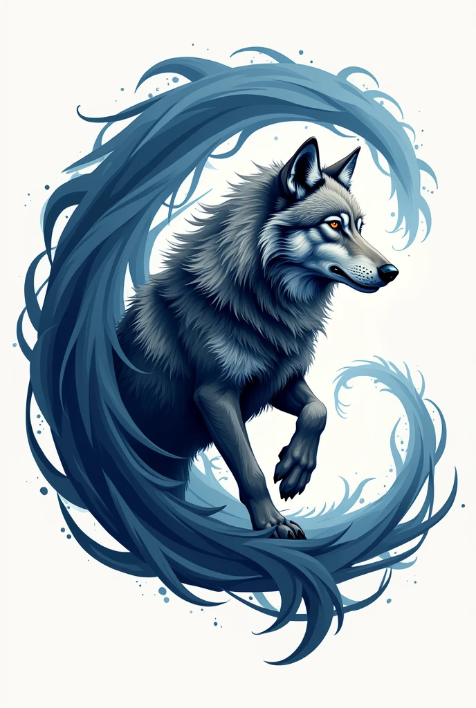 Create me a logo with a wolf and wind