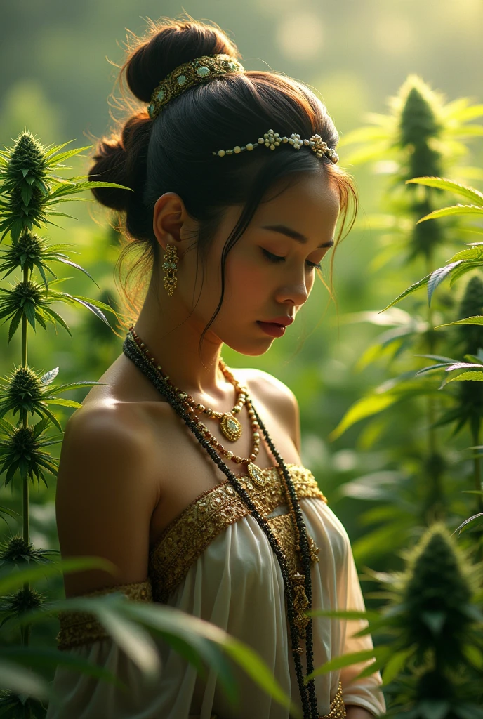 A Javanese female in a marijuana environment