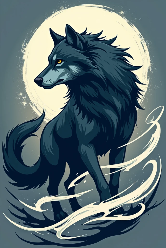 Create me a logo with a wolf and wind