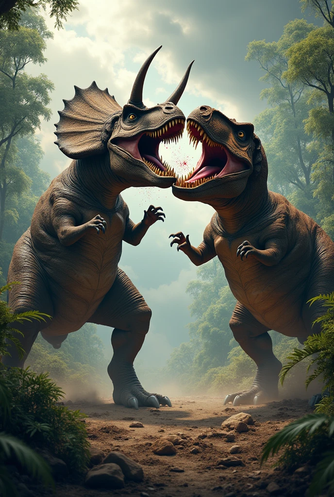 A dinosaur fight