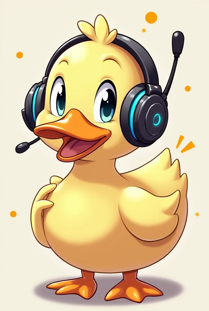 A duck, with anime style gamer headband headphones, that I don't know so much