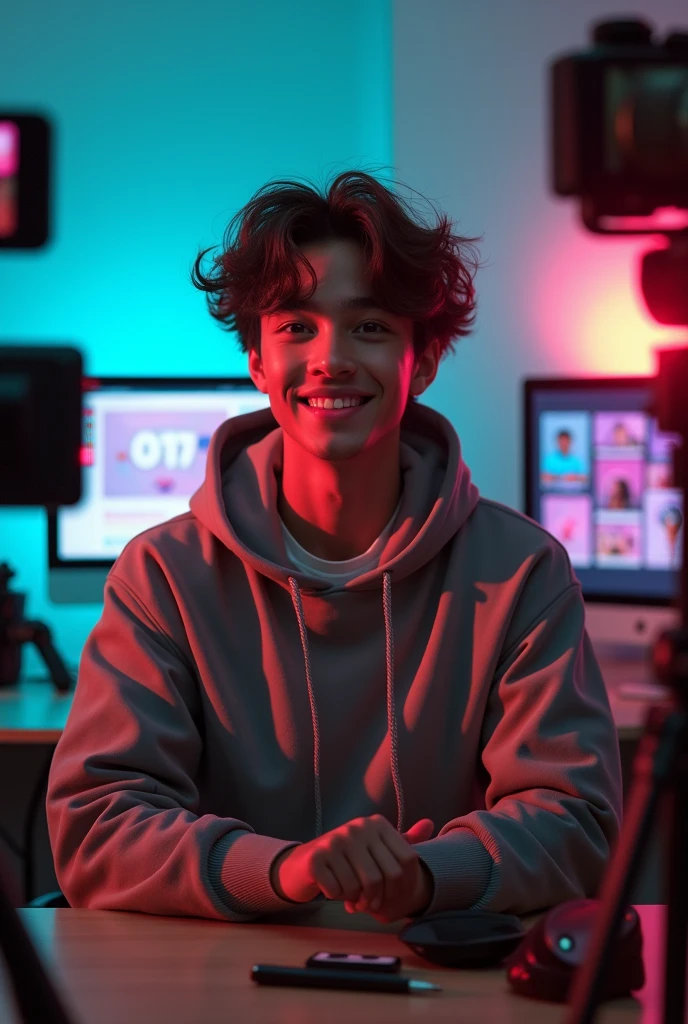 Give me a drawing of a person making money through tik tok