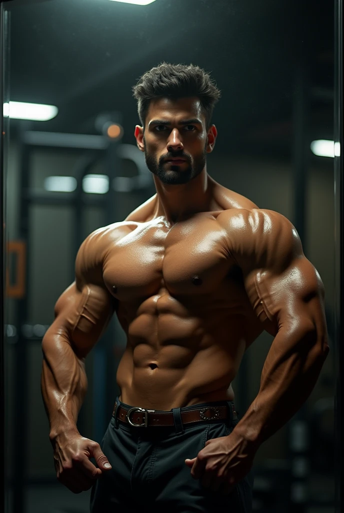 A man flexing his body IN gym mirror
And at top side LEFT there is written TESTRON FREAK DIVYANSHU