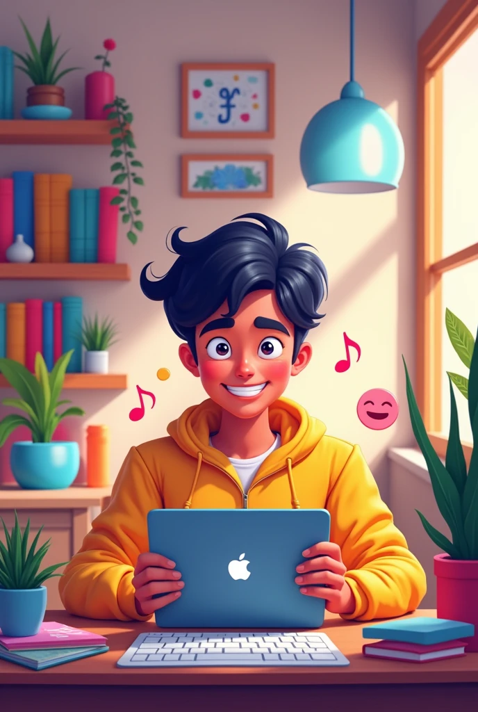Give me a cartoon of a person making money through tik tok
