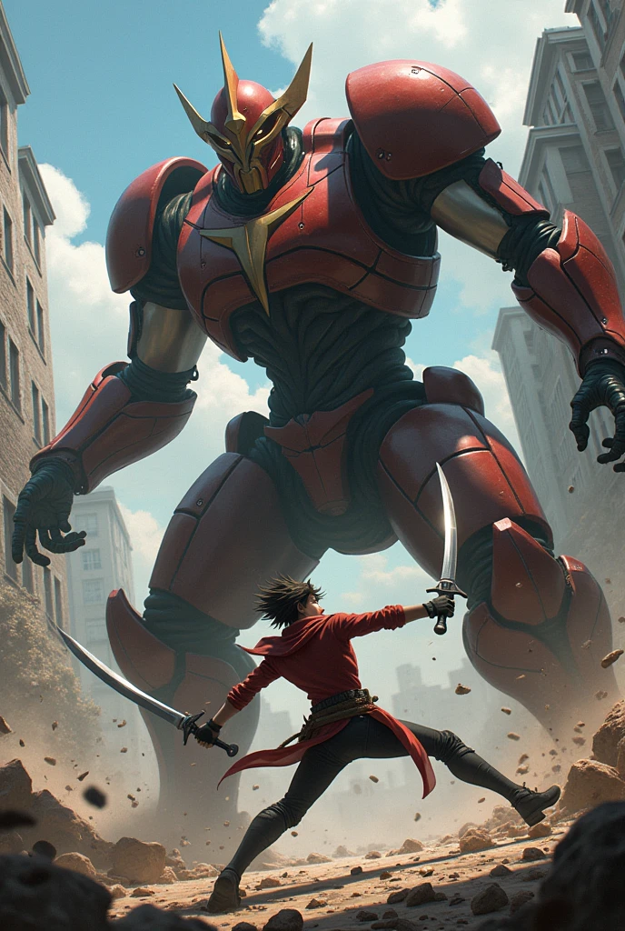 Levi Ackerman fighting the Armored Titan