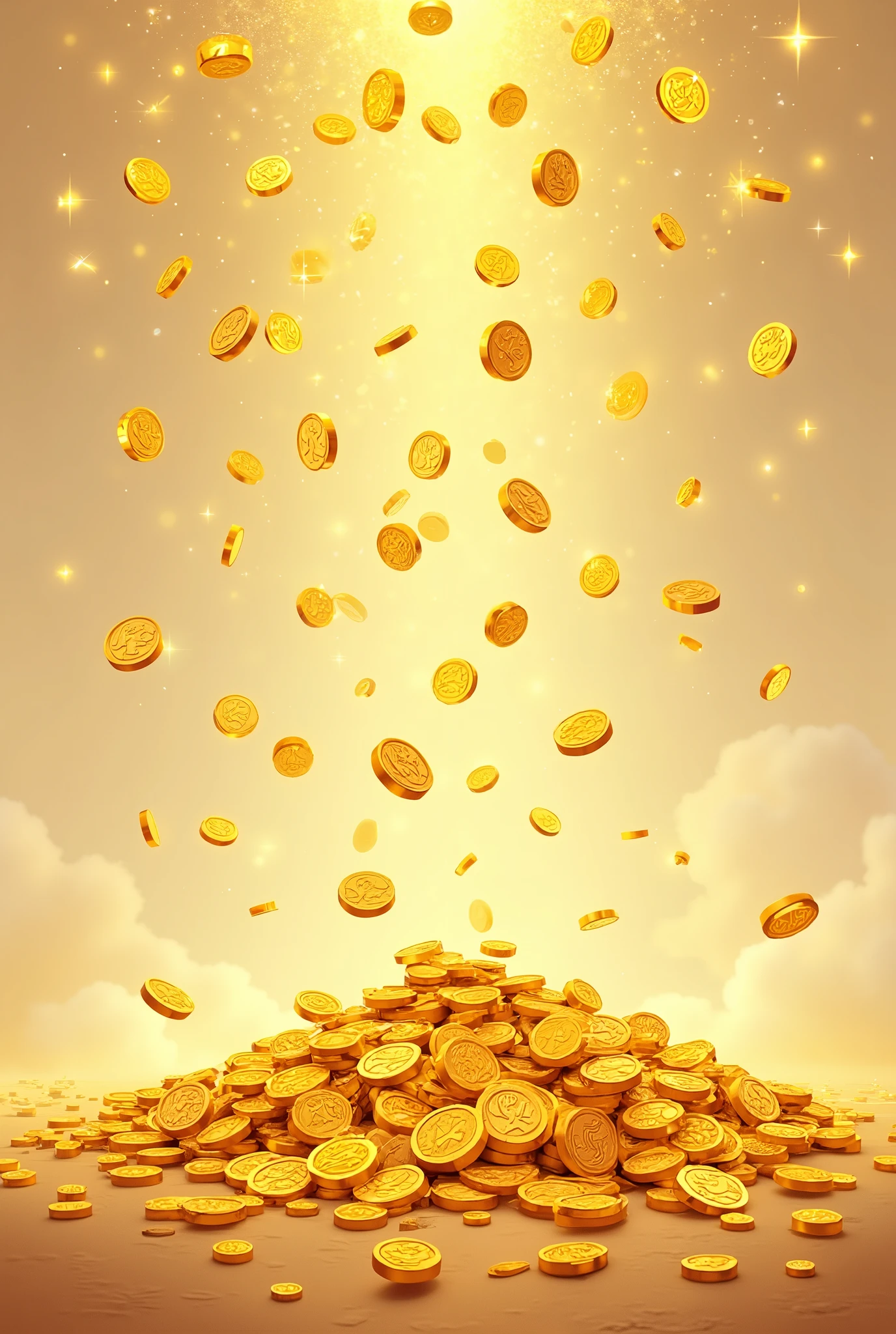 rain of gold coins without background cartoon style