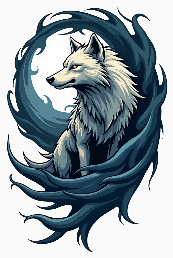 Create me a logo with a wolf and wind