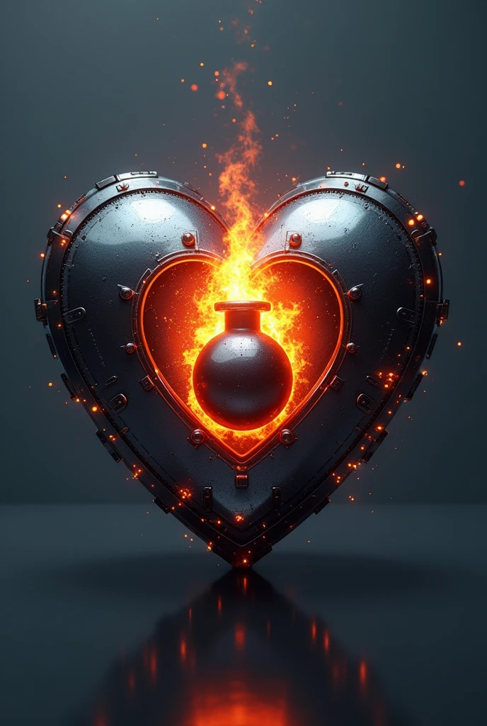 Computer icon with heart shape and lit bomb