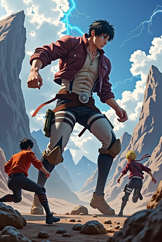 Eren Jaeger fighting Naruto