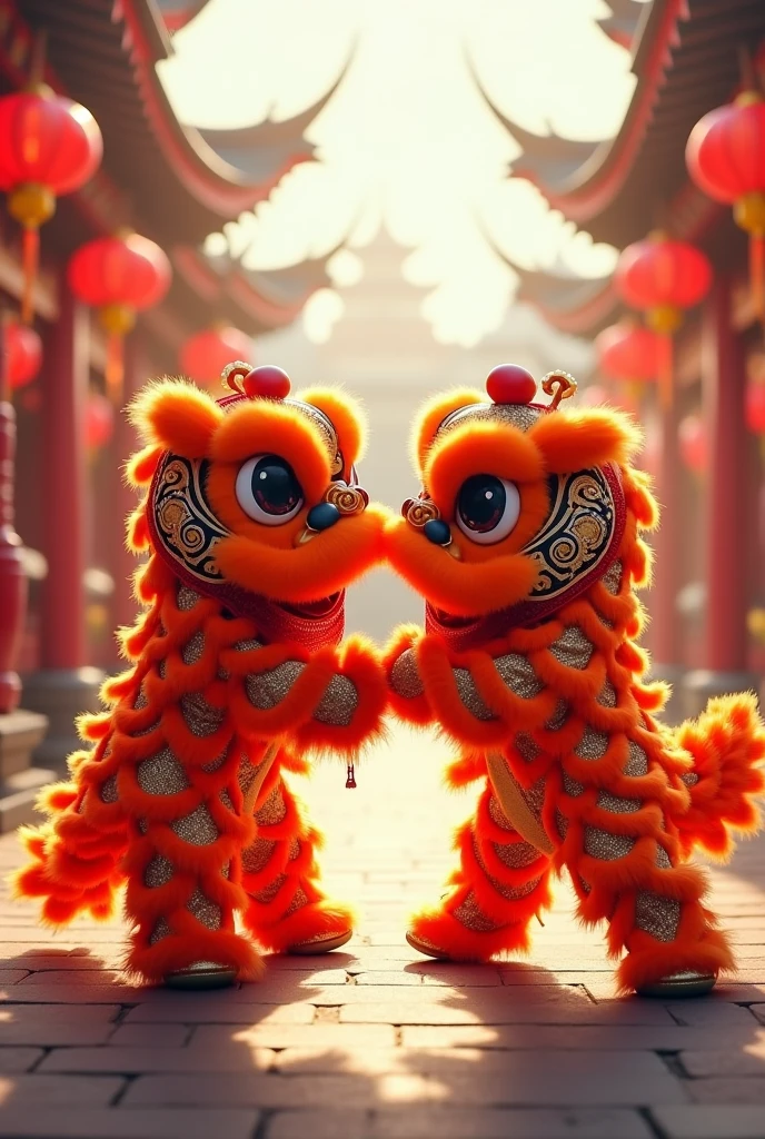 Two lion dances,Two lion dances互相舌吻