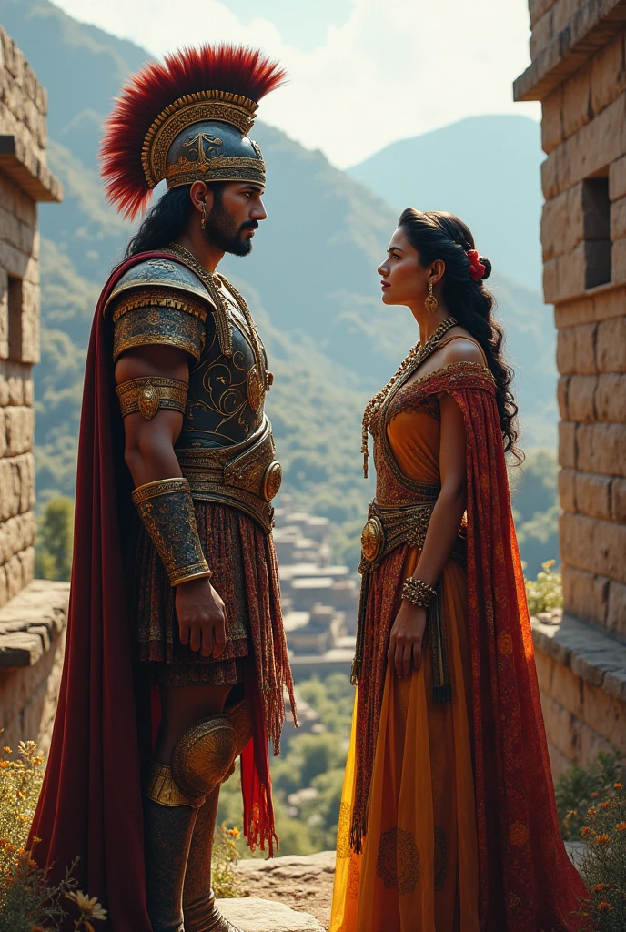 two people from the Inca tribe, one is a general and the other is a princess
