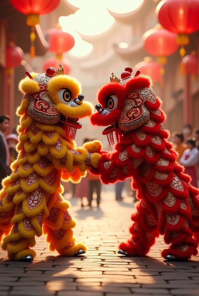 Two lion dances,Two lion dances互相亲吻
