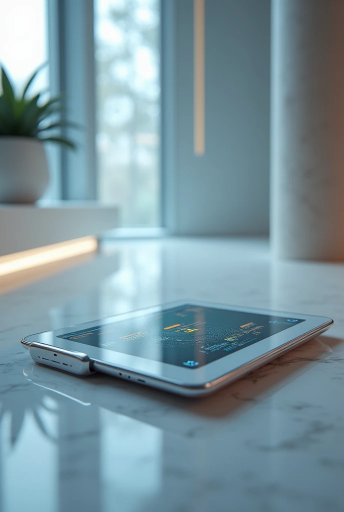 Create an image containing an e-book, a book with a technological appearance