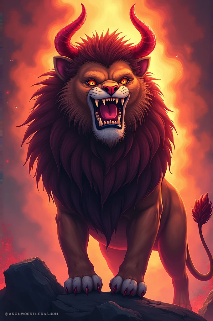 Creame un emoji que combine un leon y carita de díablo