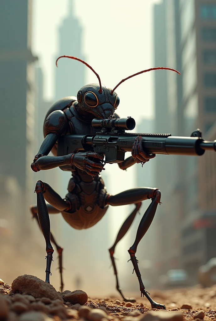 Soldier ant in hand sniper rifle Dubai rides