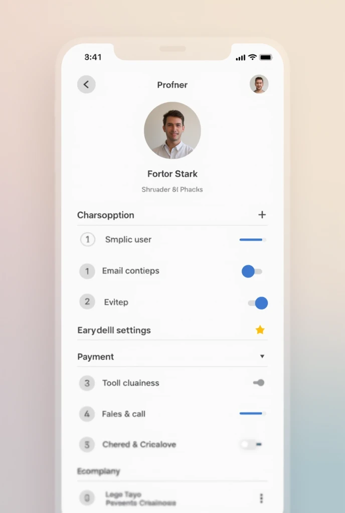 Profile Screen
Purpose: Manage user account settings and preferences.
Content:
User information (name, email, etc.)
Preferences and settings (notification settings, payment methods)