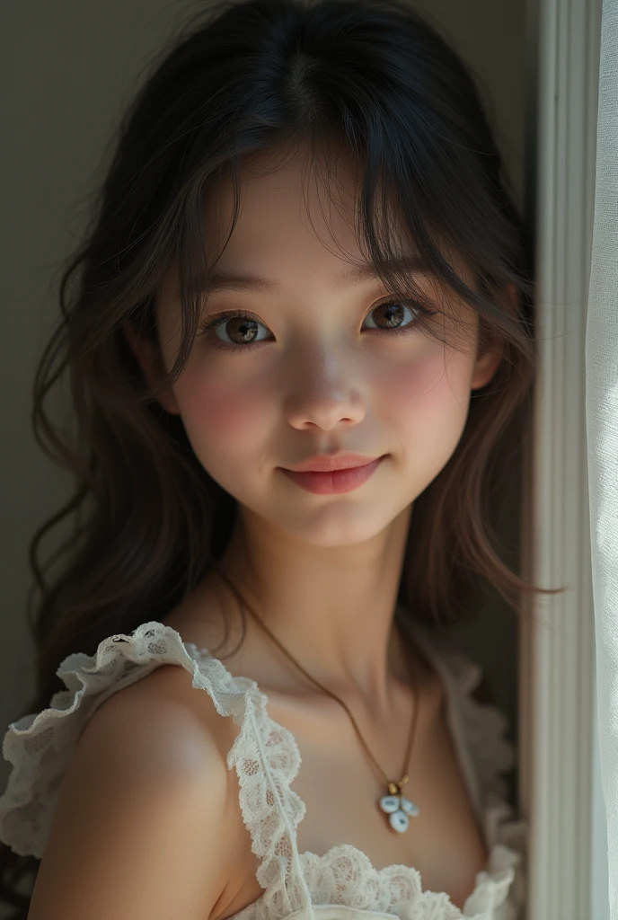 A young girl is looking sexy and little smile Face and opening all body