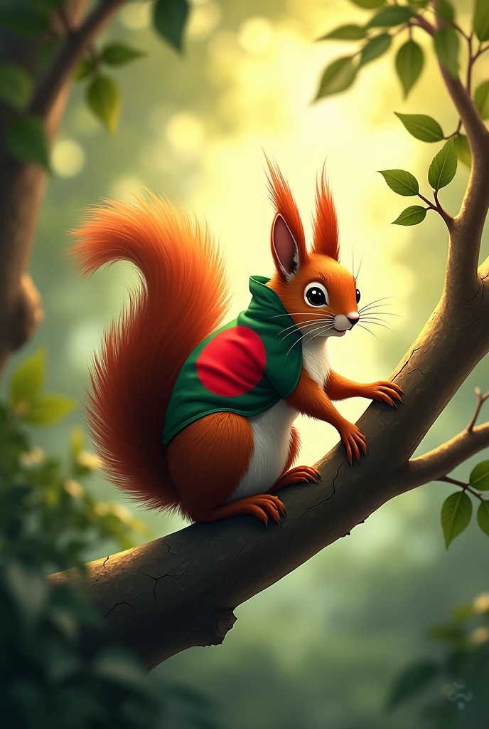 Squirrel with Bangladeshi flag