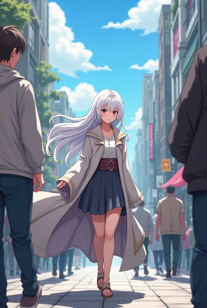 A white-haired mage who decided to walk among the people in normal clothes, a one woman, anime version