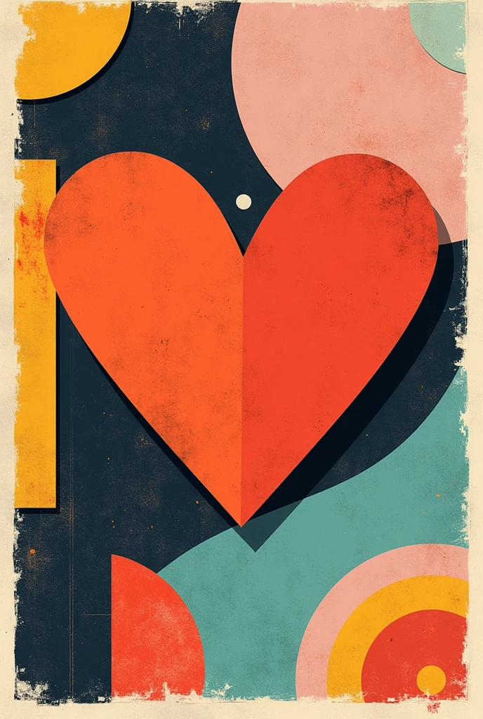 Minimalist icon in the shape of a heart in the 80s collage style