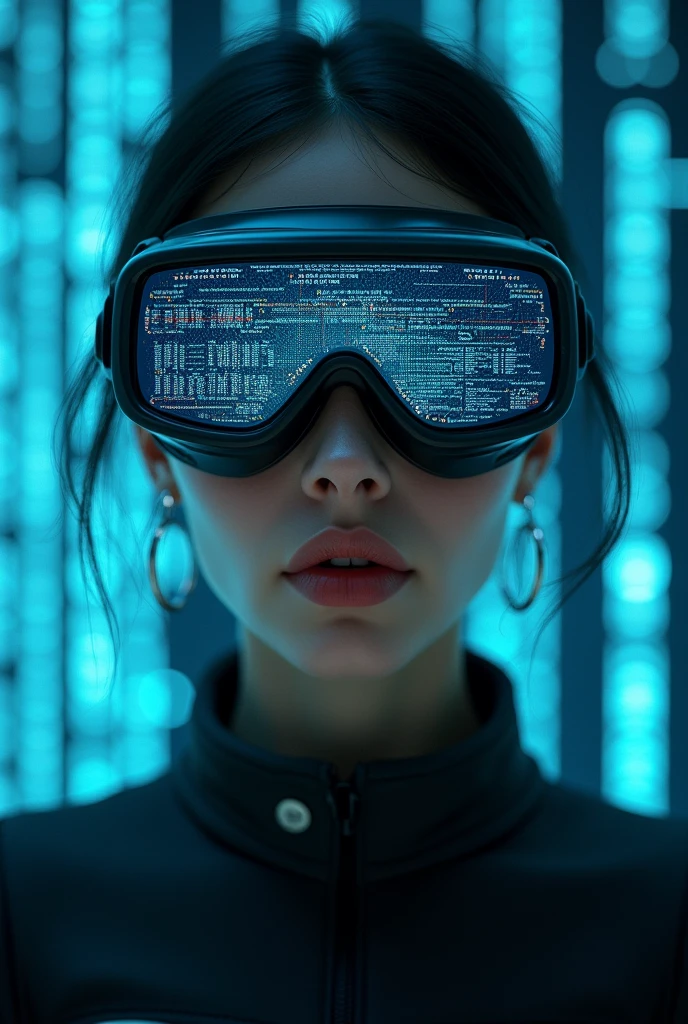 (masterpiece:1.2,excellent quality,Like a mirror,cinematic experience),8K,wallpaper,Ray Tracing,(Miss),Standing,(美しいMiss,Sexy),(Wearing futuristic cyber goggles:2.0,Data displayed on the goggles:2.0,Goggles detailed diagram:2.0),(A face that pays attention to detail,Delicate skin texture,Beautiful Skin),(Looking at the camera),(front),(Close-up of face:2.0),(Server Punch:2.0),(The background is a wall of data:2.0),(Glossy lips:1.5)