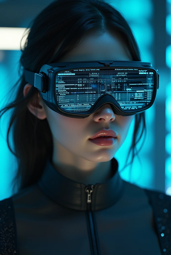 (masterpiece:1.2,excellent quality,Like a mirror,cinematic experience),8K,wallpaper,Ray Tracing,(Miss),Standing,(美しいMiss,Sexy),(Wearing futuristic cyber goggles:2.0,Data displayed on the goggles:2.0,Goggles detailed diagram:2.0),(A face that pays attention to detail,Delicate skin texture,Beautiful Skin),(Looking at the camera),(front),(Close-up of face:2.0),(Server Punch:2.0),(The background is a wall of data:2.0),(Glossy lips:1.5)