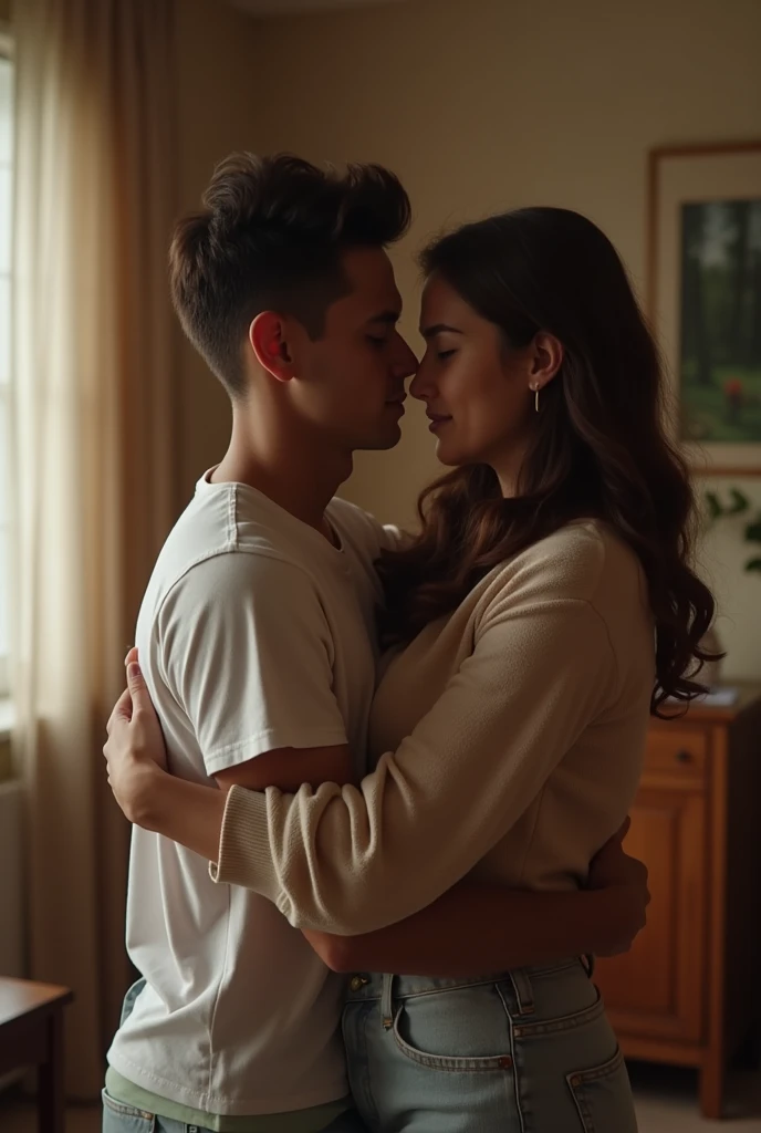 Using two photos to make a video hugging another person