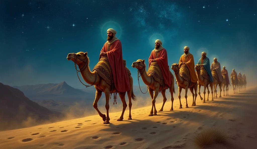 biblical history,
Obeying divine guidance, at night on camels they returned to their lands by another way, thwarting Herod's evil plans