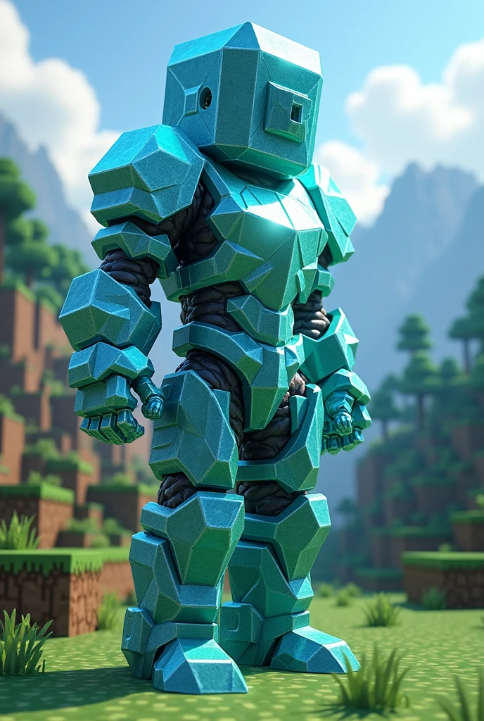 Minecraft player with diamond armour