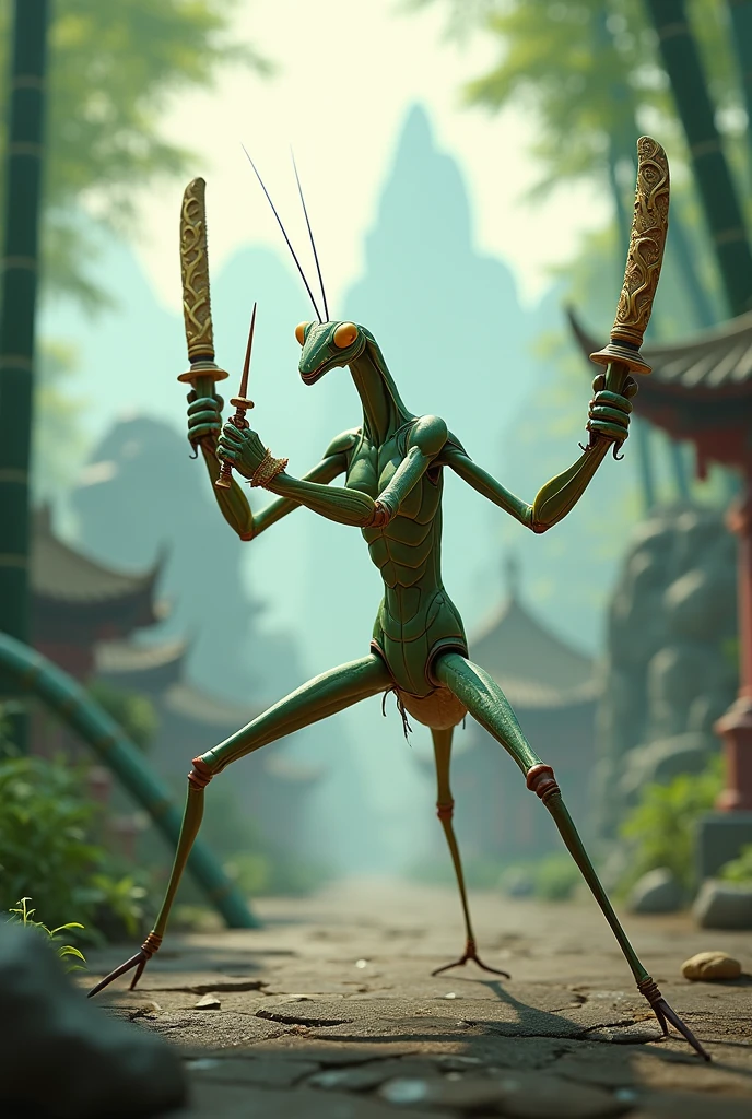 Praying mantis with Nan chaku in china