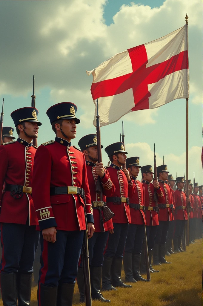 English army with flag