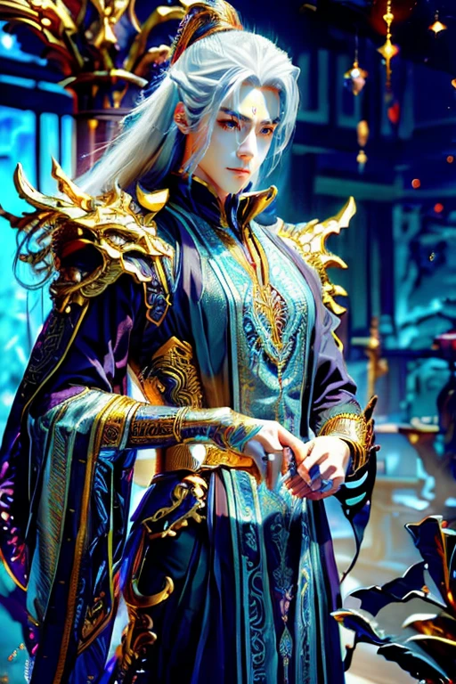 
(Best Quality, 8K, Masterpiece, HDR, Soft Lighting, Picture Perfect, Realistic, Vivid), Male Humanoid Dragon (1.0), 1 Guy, handsome chinese xianxia protagonist,(((male))), Perfect Face, Super Detailed Photo of a Magnificent Humanoid Dragon man with long silver hair,golden amber eyes ,Beautiful anime fantasy, background blur, anime fantasy, Gouves style work, realistic: 1.37, long silver hair, full lips, (((Curvy guy))), (Ultra high quality fantasy art) , Masterpiece , male model, ultra high quality male character designs, detailed 8k anime art, realistic anime art, highest quality wallpapers, intricate ultra high quality accurate male characters faces, high quality design and accurate physics (fantasy - ultra high quality) art) , dark fantasy style), masterpieces, super high-quality characters, anime resolution - 8K, realistic anime art, wallpapers with the highest quality illustrations, ultra-high detail of faces, high-quality design and accurate physics), color, depth of field, shadows, ray tracing, high quality execution. -high quality and 8K resolution, (Accurate simulation of the interaction of light and materials)], [High-quality hair detail [Read more about beautiful and shiny white hair]], (Beautifully detailed hands [perfect fingers [Perfect nails]]], (perfect anatomy ( perfect proportions)))) [[Full height]], [Perfect combination of colors (Accurate imitation of the interaction of light and material)], [art that conveys the meaning of the story](modified)