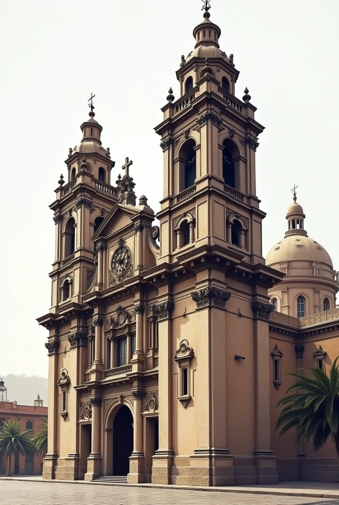 A side view of the Cathedral of Lima, Peru that I can draw