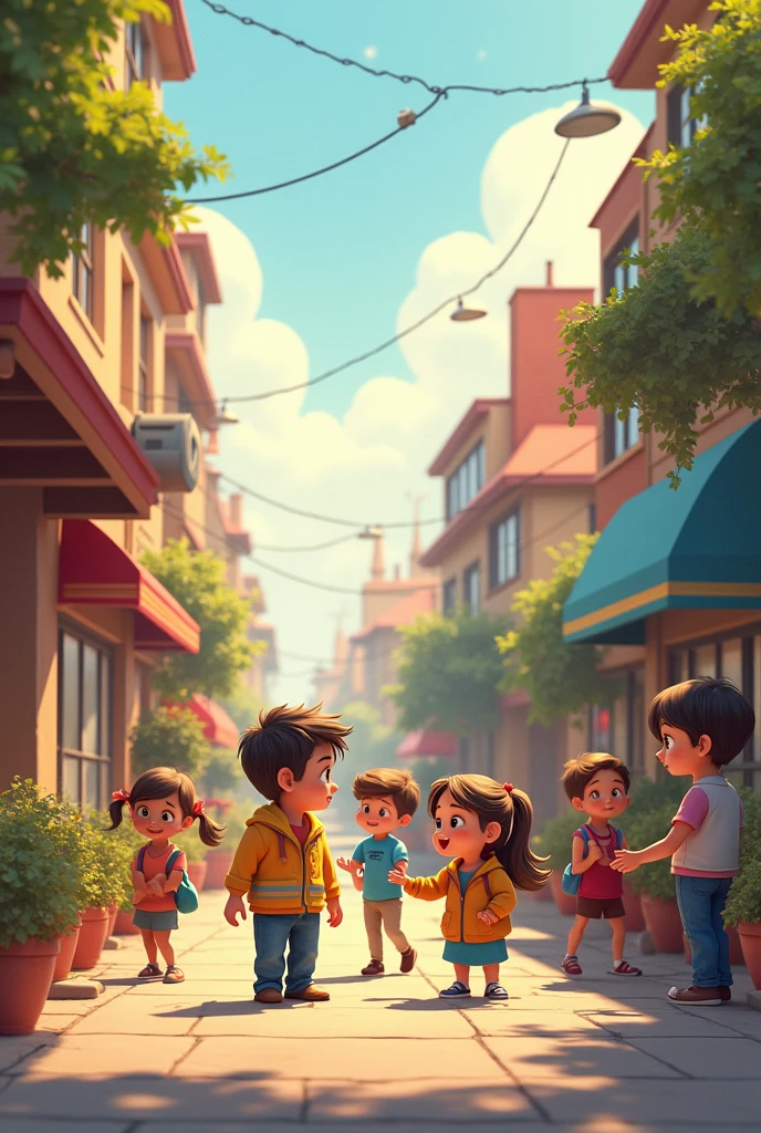 A Pixar-style drawing about the 3 steps of first aid: protect, warn and rescue the injured