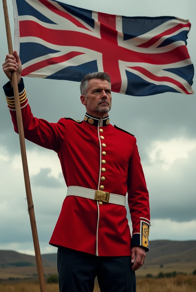 English soldier with flag