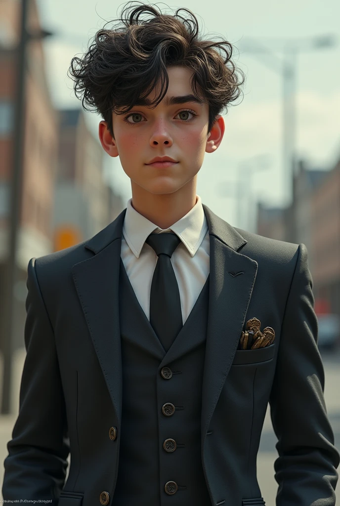 Garoto in a suit with dirty hair