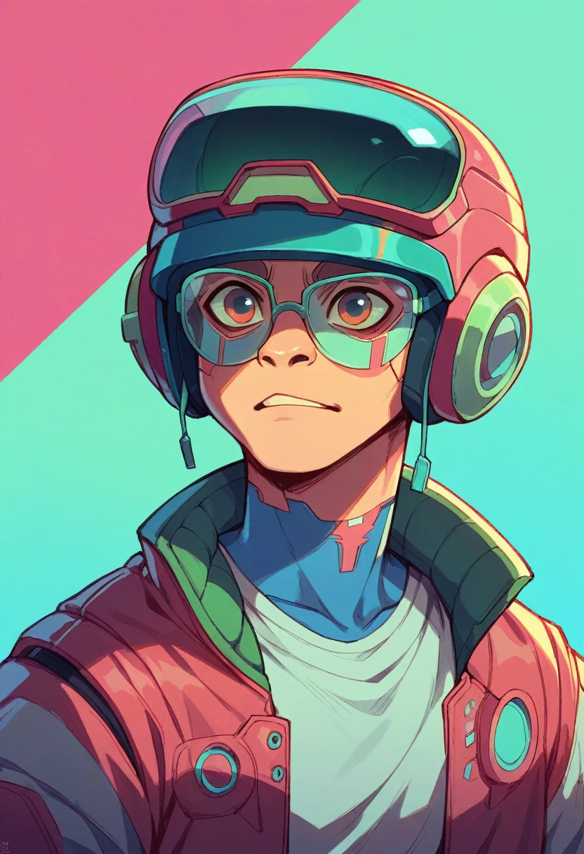 monkey wearing glasses wearing helmet, cyberpunk neon background fire