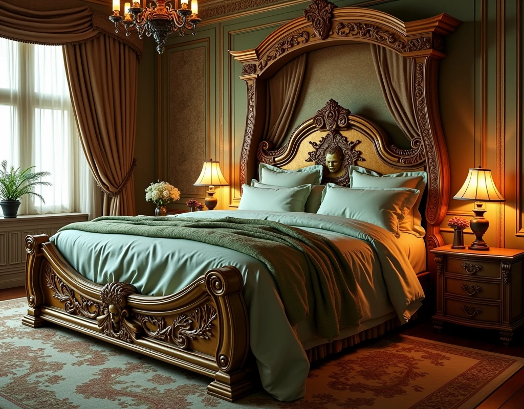 We need a beautiful bed for hulk which should be in a room and the room is well decorated.