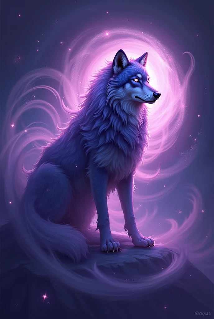 Create me a logo of a purple wolf and wind.